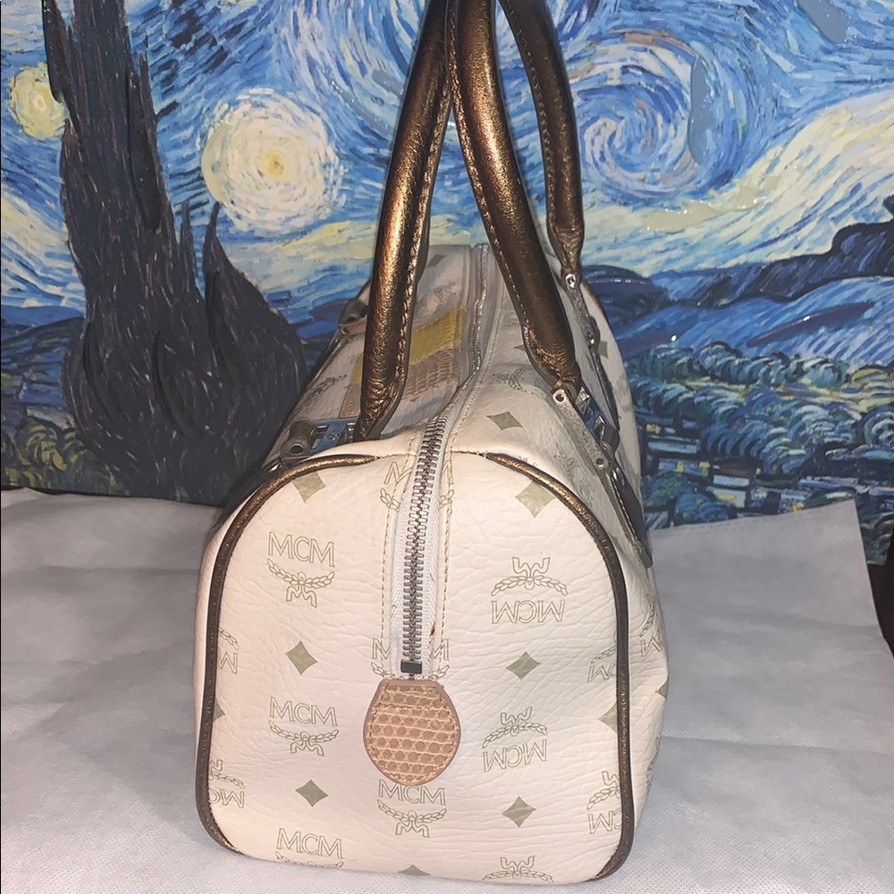 MCM White and Gold Satchel Bag - Picture 4 of 16